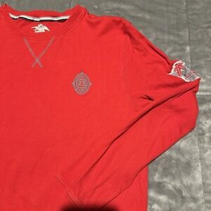 Anheuser Busch Men's Medium Red Long Sleeve Patch Logo Cotton Sweater‎ Beer